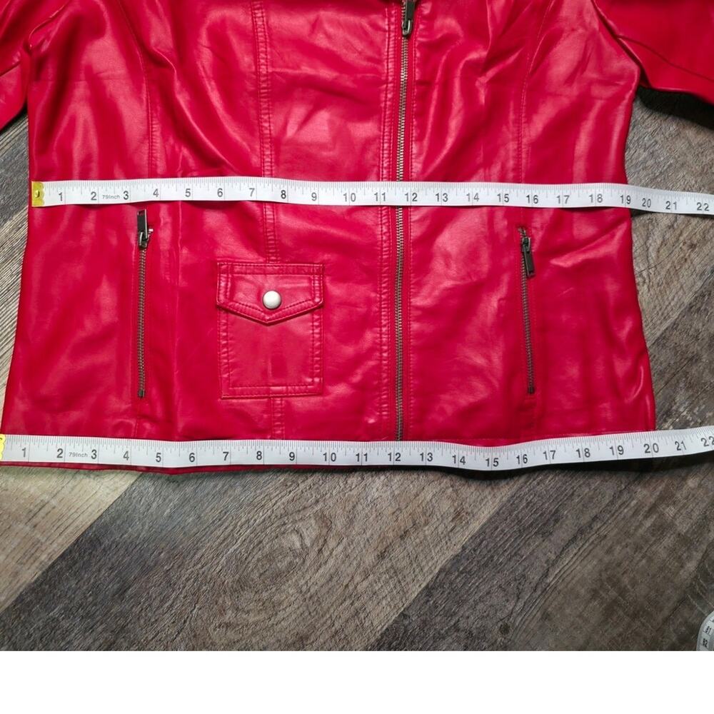 SPYM Faux Leather Moto Biker Jacket Red Quilted Zip NWT XL - Picture 6 of 10